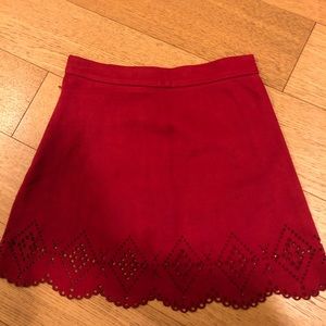 High wasted red skirt
